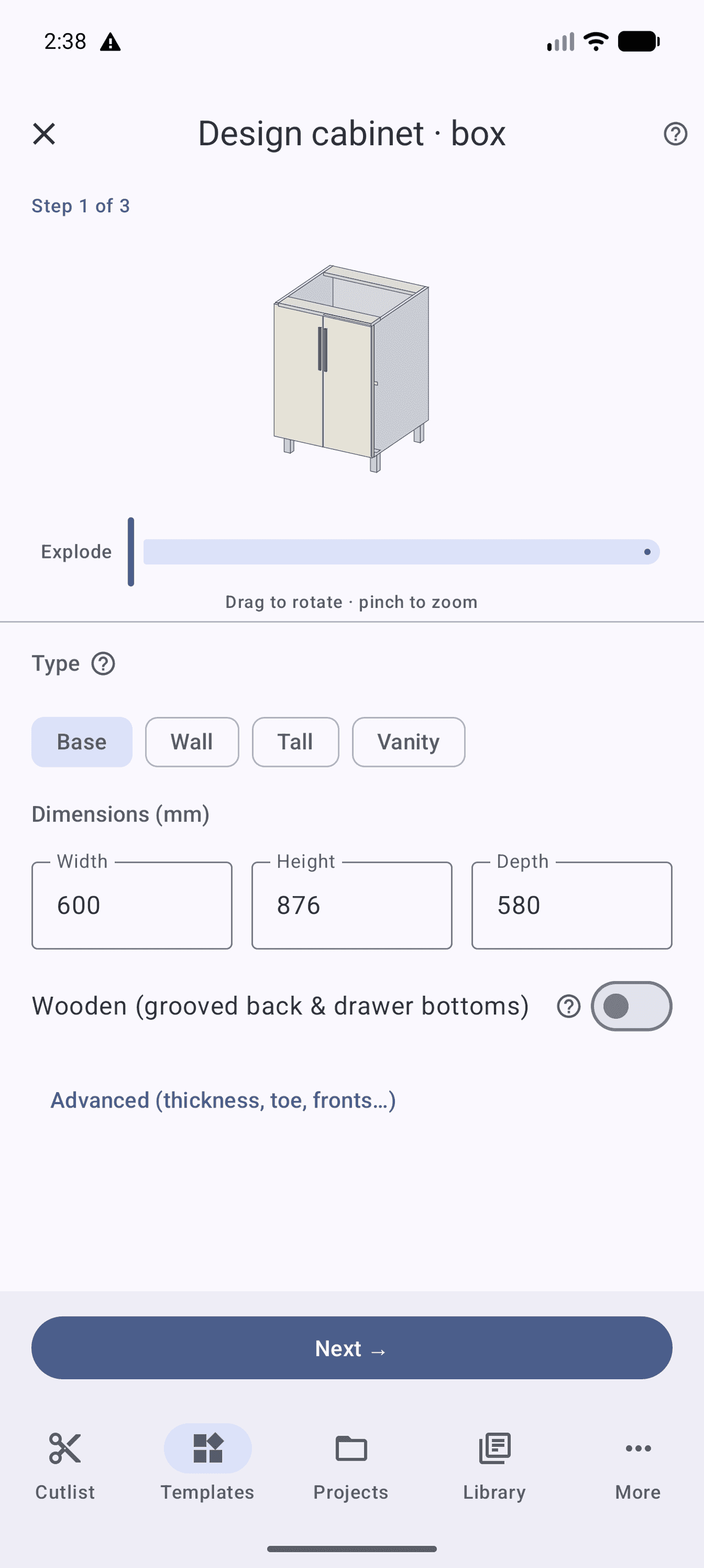 Cabinet designer in Cabsmith